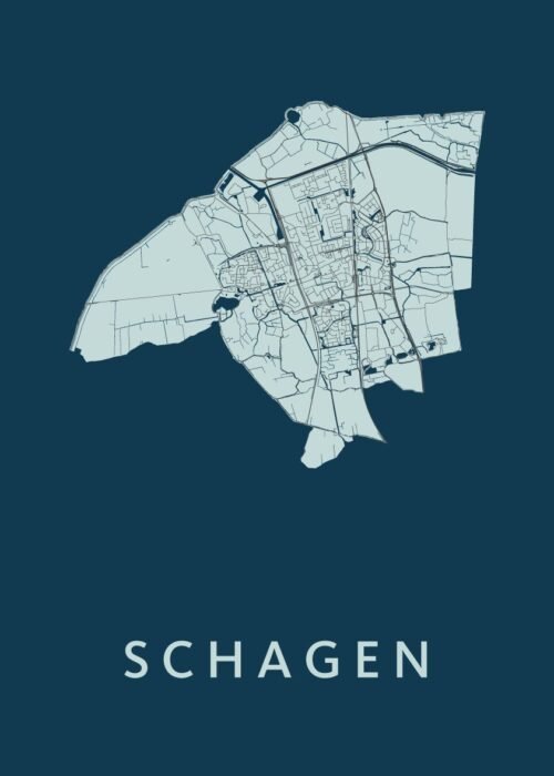 Schagen Navy Stadskaart Poster Kopen
