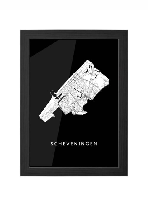 scheveningen stadskaart poster ingelijst in zwarte lijst