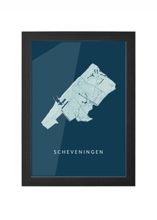 scheveningen stadskaart poster ingelijst in zwarte lijst
