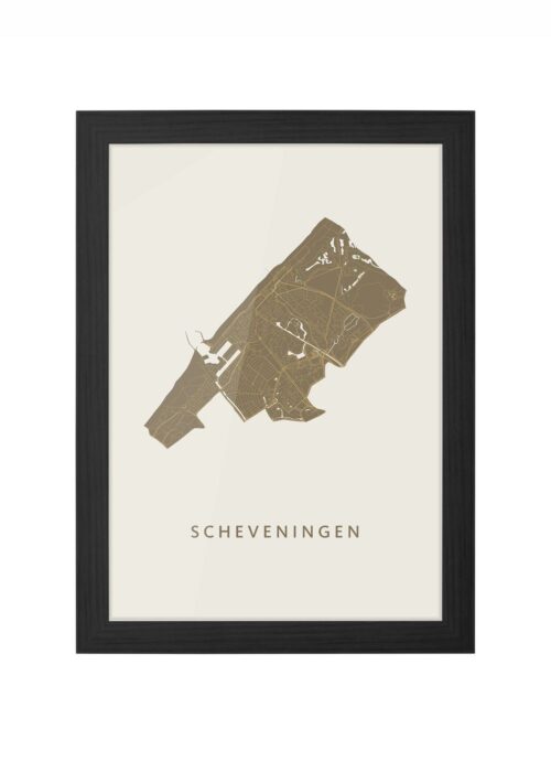 scheveningen stadskaart poster ingelijst in zwarte lijst