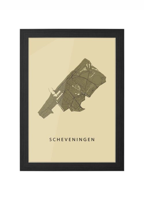 scheveningen stadskaart poster ingelijst in zwarte lijst