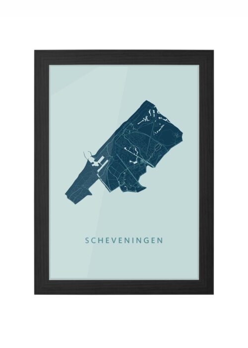 scheveningen stadskaart poster ingelijst in zwarte lijst