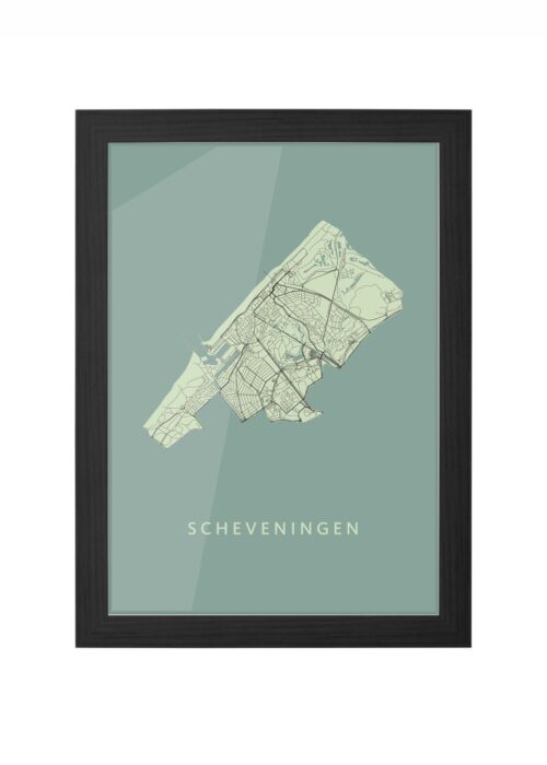 scheveningen stadskaart poster ingelijst in zwarte lijst