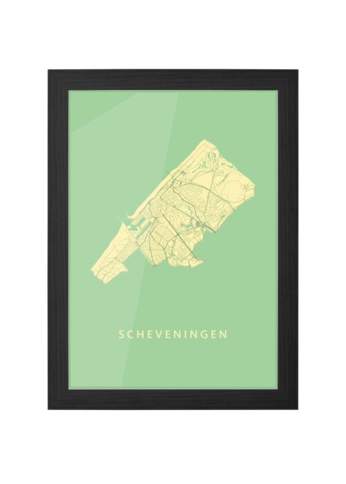 scheveningen stadskaart poster ingelijst in zwarte lijst