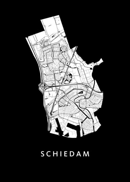 Schiedam Stadskaart - Black