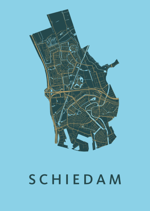 Schiedam Azure Stadskaart Poster Kopen