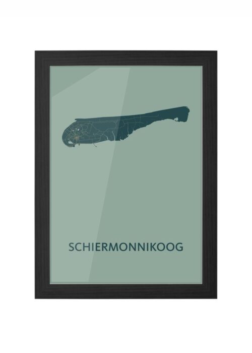 schiermonnikoog eilandkaart stadskaart poster ingelijst in zwarte lijst