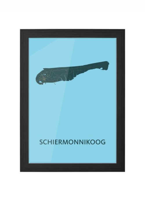 schiermonnikoog eilandkaart stadskaart poster ingelijst in zwarte lijst