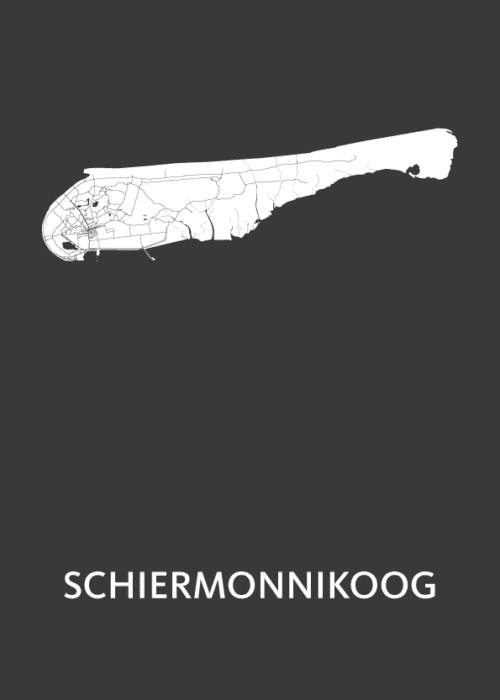 Schiermonnikoog Eilandkaart - Black poster