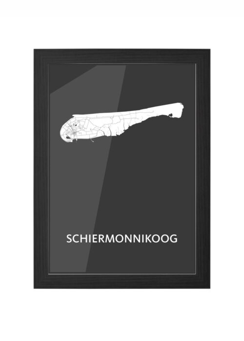 schiermonnikoog eilandkaart stadskaart poster ingelijst in zwarte lijst