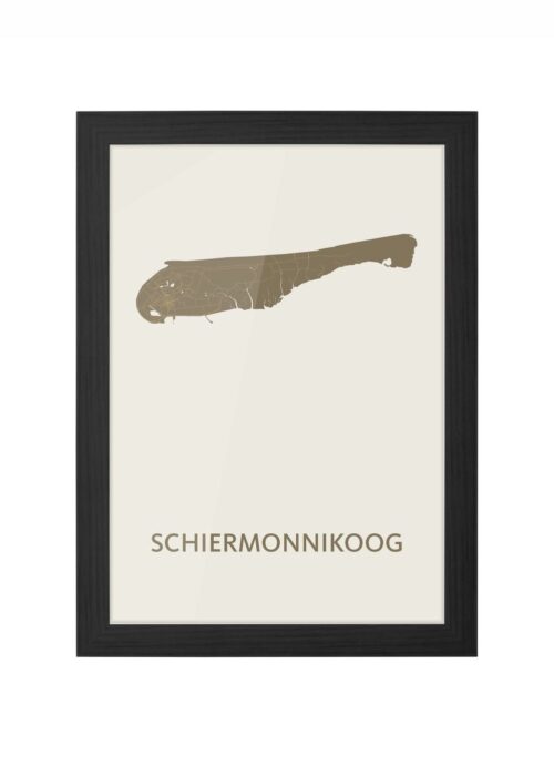 schiermonnikoog eilandkaart stadskaart poster ingelijst in zwarte lijst