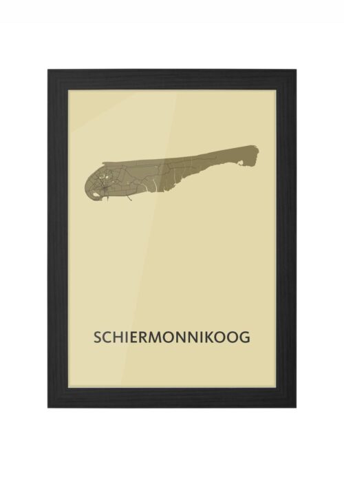schiermonnikoog eilandkaart stadskaart poster ingelijst in zwarte lijst