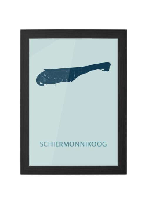 schiermonnikoog eilandkaart stadskaart poster ingelijst in zwarte lijst