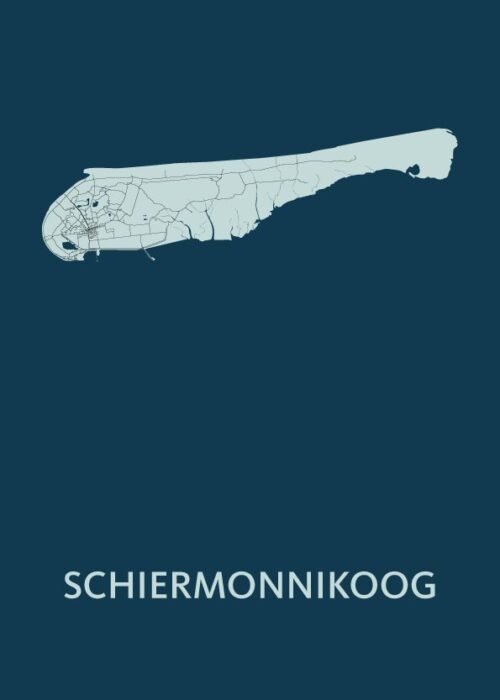Schiermonnikoog Eilandkaart - Navy poster