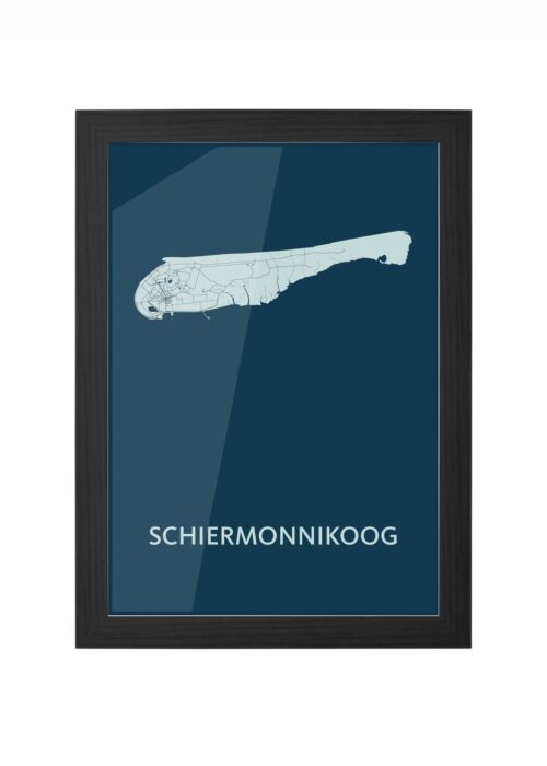 schiermonnikoog eilandkaart stadskaart poster ingelijst in zwarte lijst