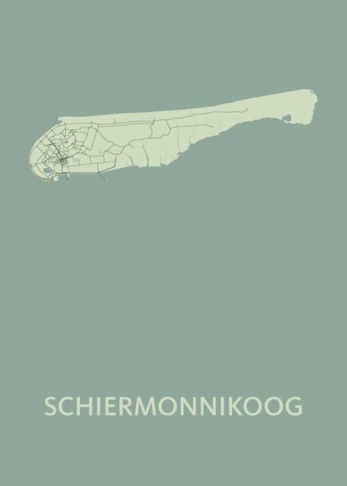 Schiermonnikoog Eilandkaart - Olive poster