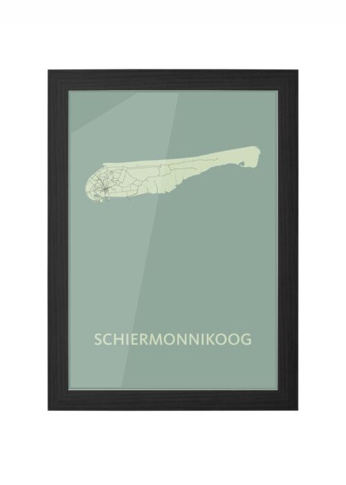 schiermonnikoog eilandkaart stadskaart poster ingelijst in zwarte lijst