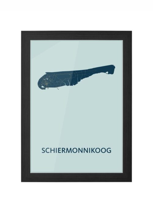 schiermonnikoog eilandkaart stadskaart poster ingelijst in zwarte lijst