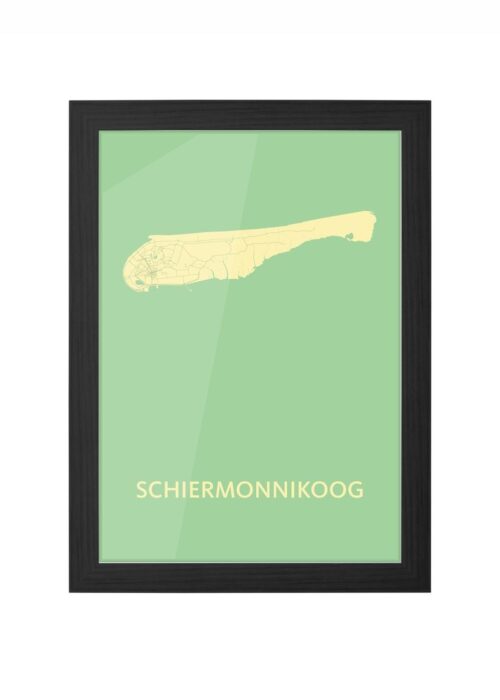 schiermonnikoog eilandkaart stadskaart poster ingelijst in zwarte lijst