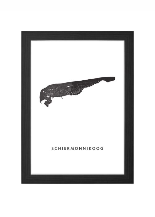 schiermonnikoog eilandkaart stadskaart poster ingelijst in zwarte lijst