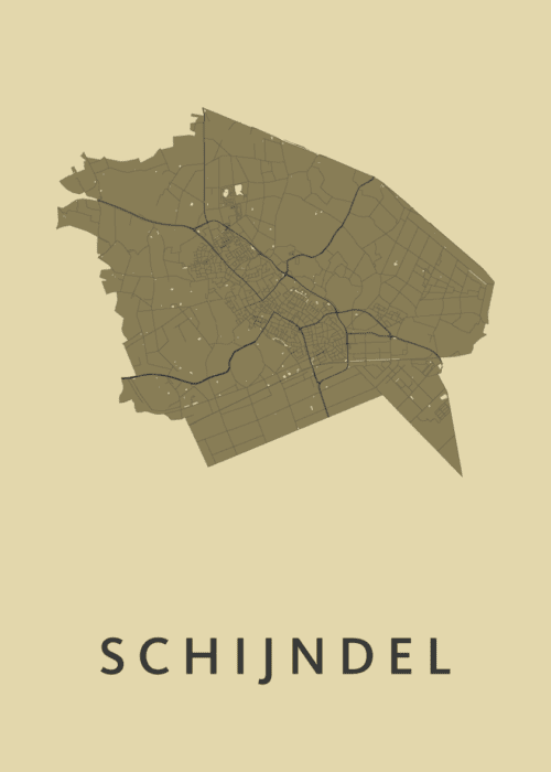 Schijndel Stadskaart poster GoldenRod