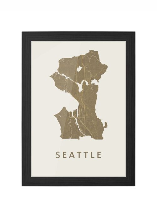 Seattle Gold Ingelijst in Zwart lijst Kopen | Kunst in Kaart