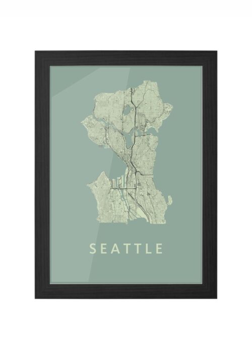 Seattle Olive Ingelijst in Zwart lijst Kopen | Kunst in Kaart