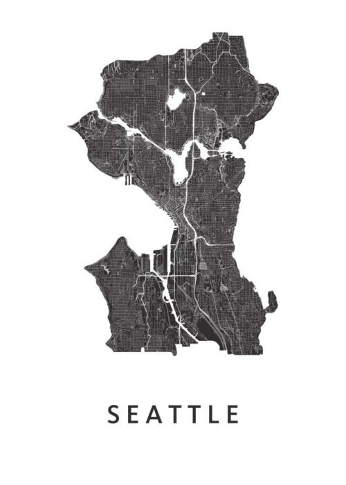 Seattle Stadskaart - White