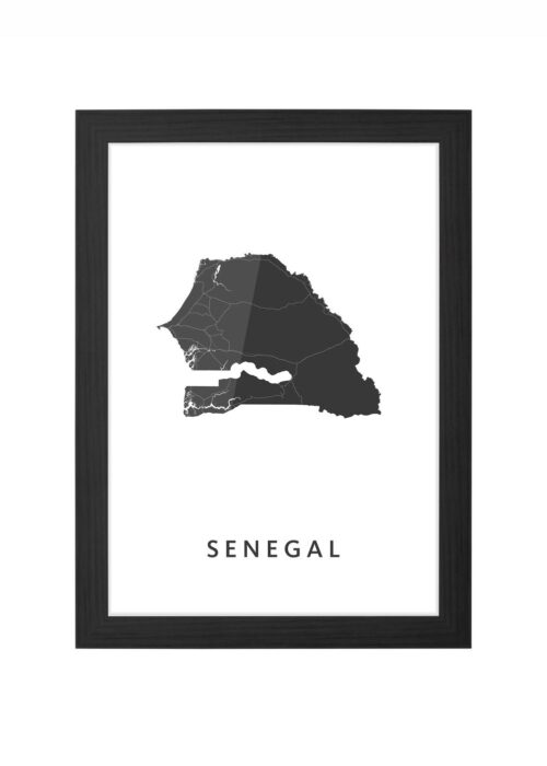 senegal landkaart poster ingelijst in zwarte lijst