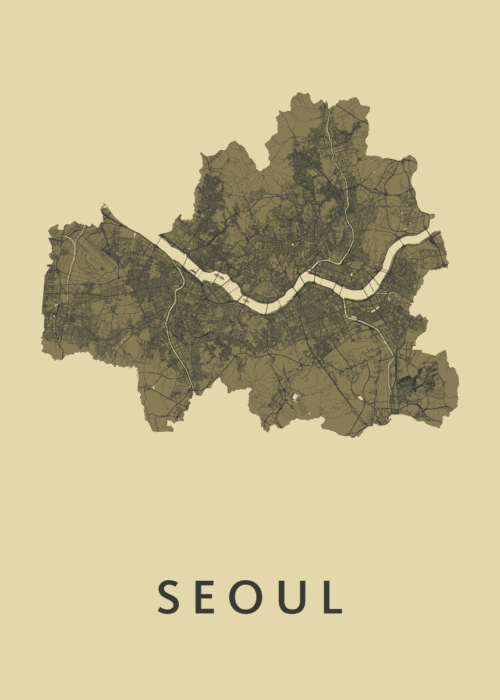 Seoul GoldenRod Stadskaart Poster Kopen
