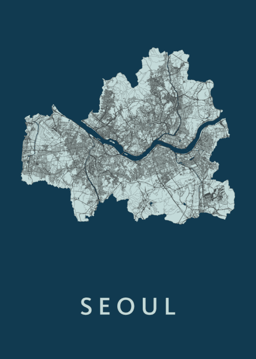 Seoul Navy Stadskaart Poster Kopen