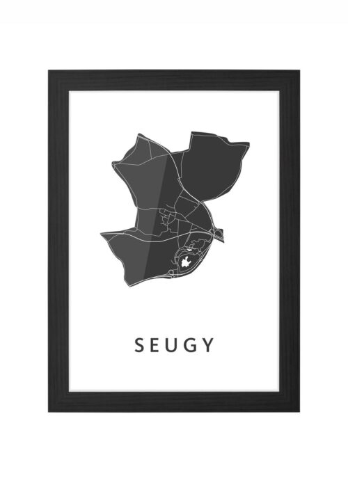 seugy stadskaart poster ingelijst in zwarte lijst
