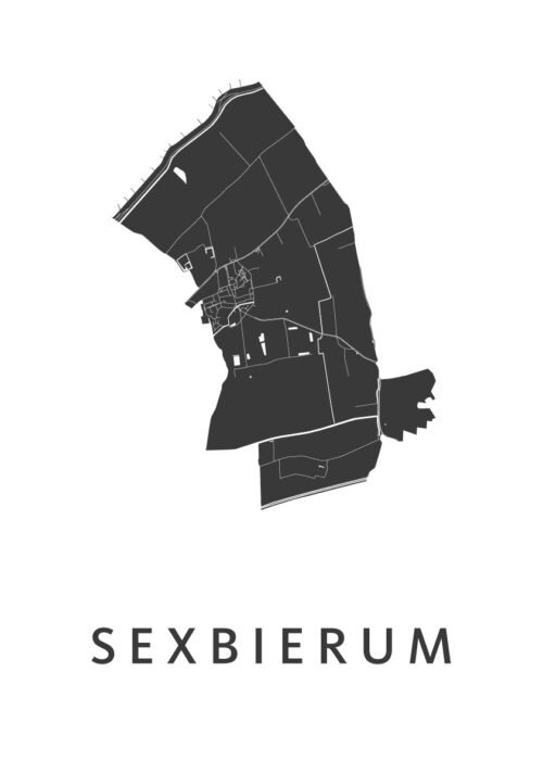Sexbierum White Stadskaart Poster | Kunst in Kaart