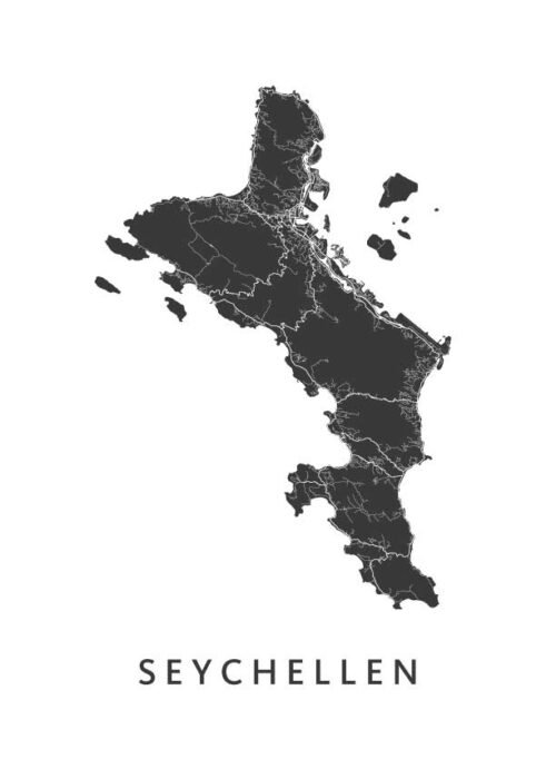 Seychellen Eilandkaart Eilandkaart Poster