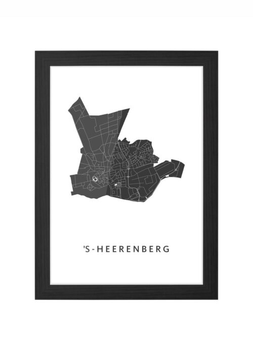 's-heerenberg kaart poster ingelijst in zwarte lijst