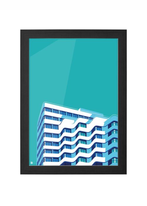berlijn - shell house stadsgezicht poster ingelijst in zwarte lijst