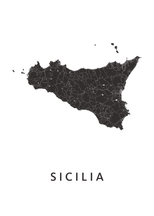 Sicilia Stadskaart poster Wit