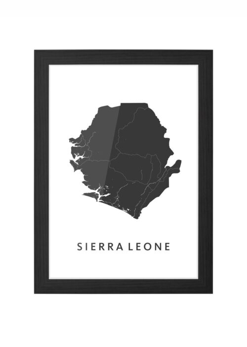 sierra leona landkaart poster ingelijst in zwarte lijst