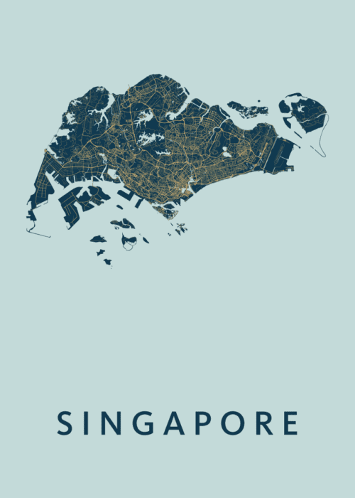 Singapore Prussian Stadskaart Poster Kopen
