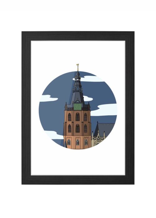 sint-jan icoon print poster ingelijst in zwarte lijst