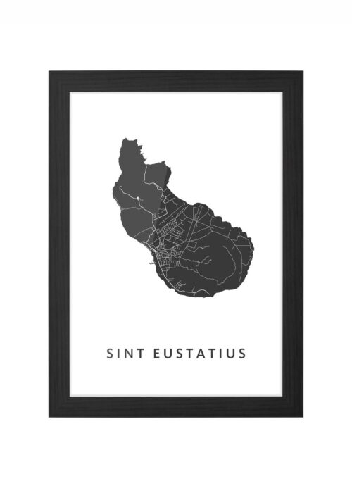 sint eustatius eilandkaart poster ingelijst in zwarte lijst