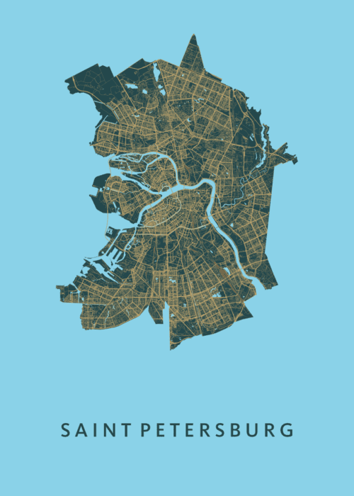 Saint Petersburg Stadskaart - Azure poster