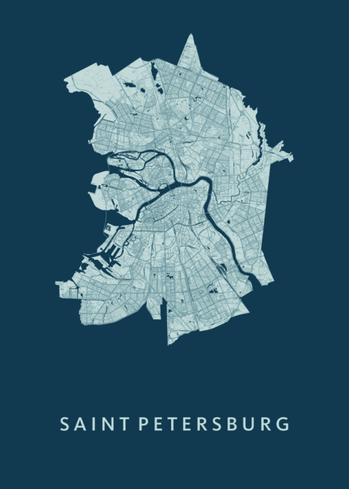 Saint Petersburg Stadskaart - Feldgrau poster