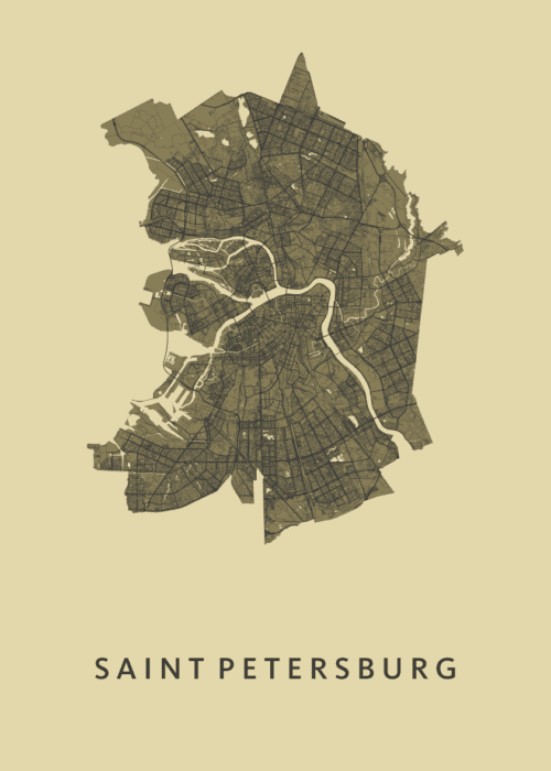 Saint Petersburg Stadskaart - GoldenRod poster