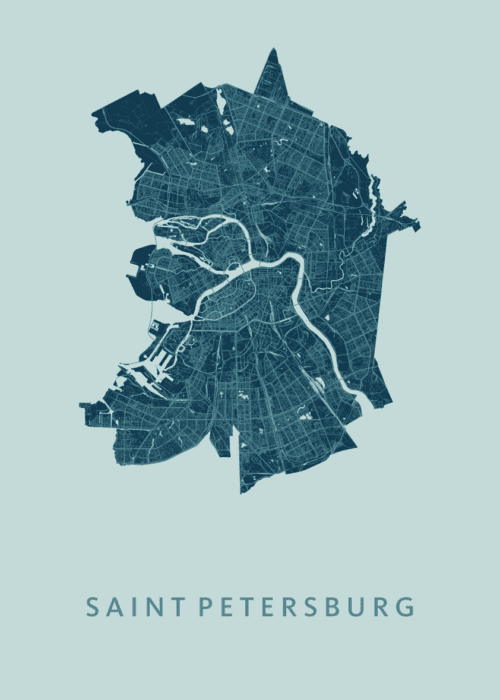 Saint Petersburg Stadskaart - Mint poster