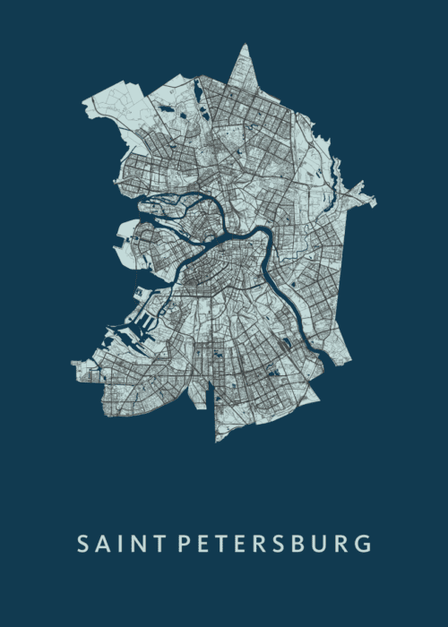 Saint Petersburg Stadskaart - Navy poster