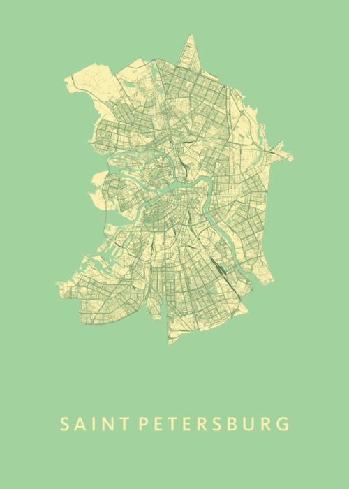 Saint Petersburg Stadskaart - Spring poster