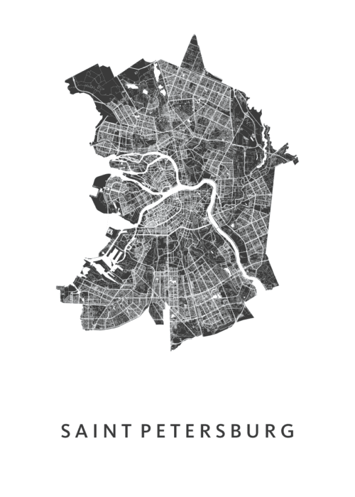 Saint Petersburg Stadskaart - White poster