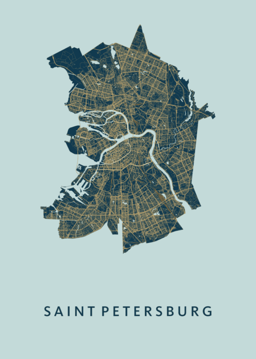 Saint Petersburg Stadskaart - Prussian poster