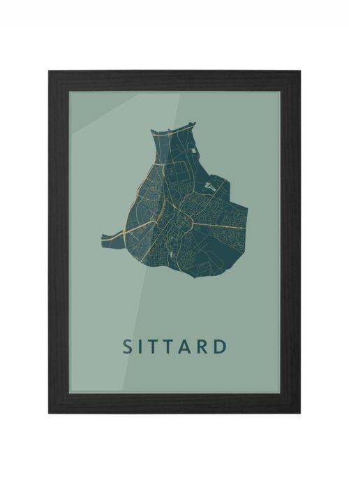 sittard stadskaart poster ingelijst in zwarte lijst